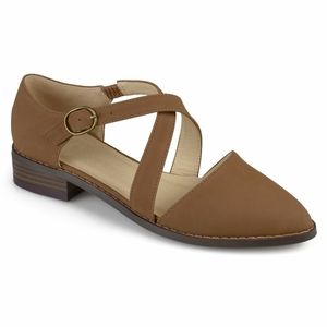 Journee Collection Taupe Straped Flats